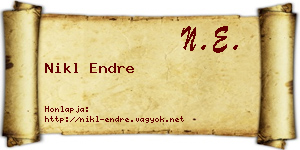 Nikl Endre névjegykártya